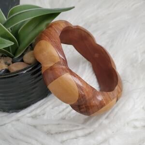 Vintage Wooden Carved Bracelet